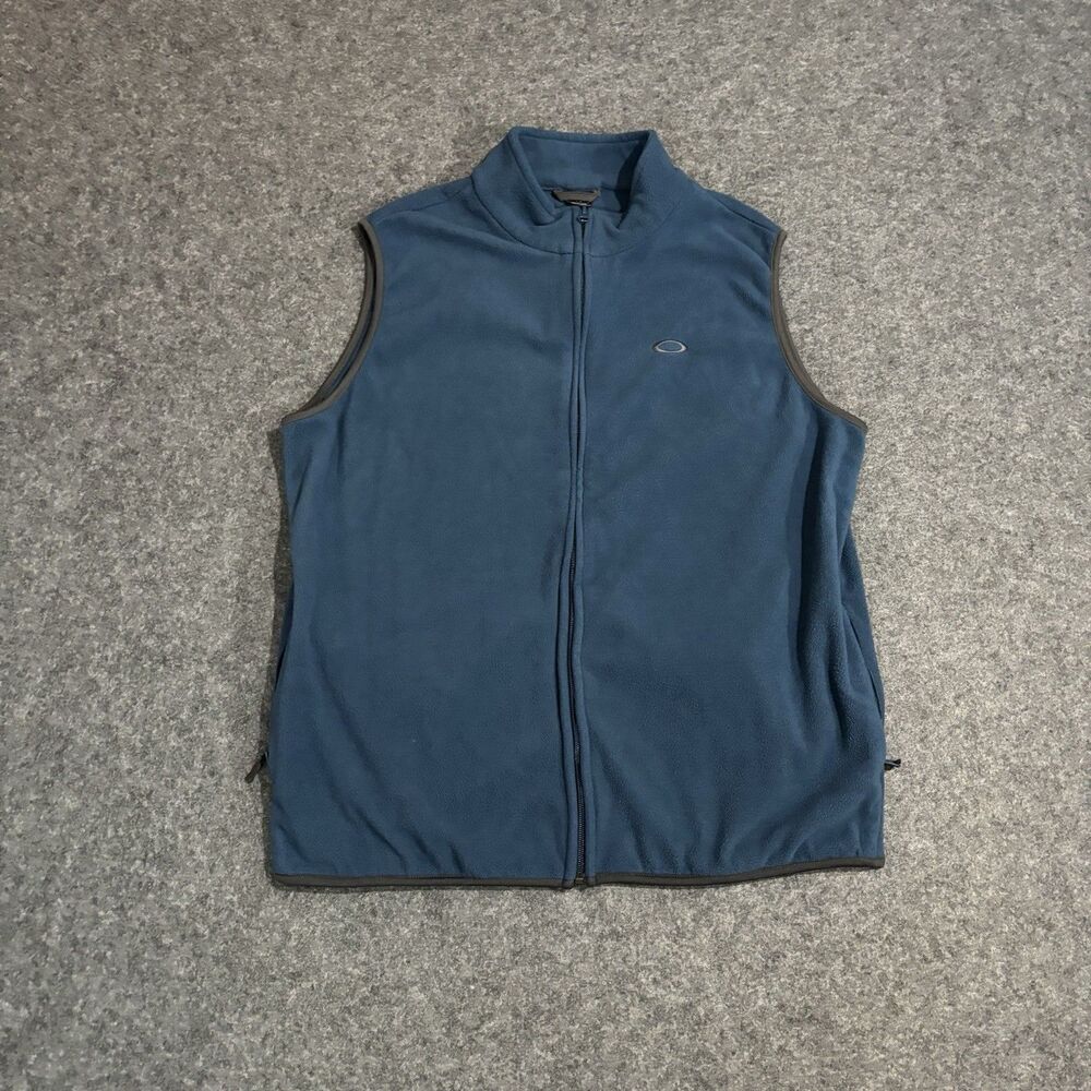 Oakley Fleece Vest Men’s Large Blue Full Zip Hiking Athletic Sleeveless